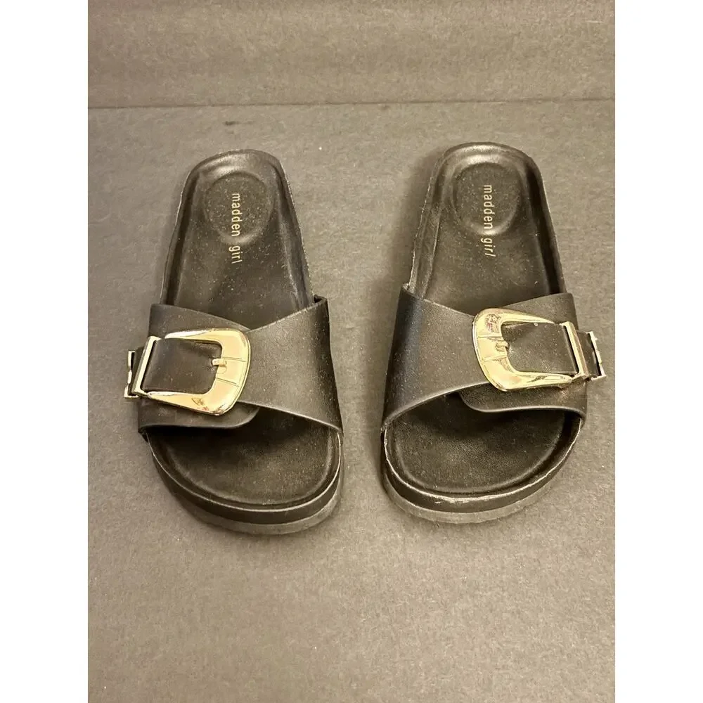 Madden Girl Women's Brookk buckled footbed slide sandals Size 7